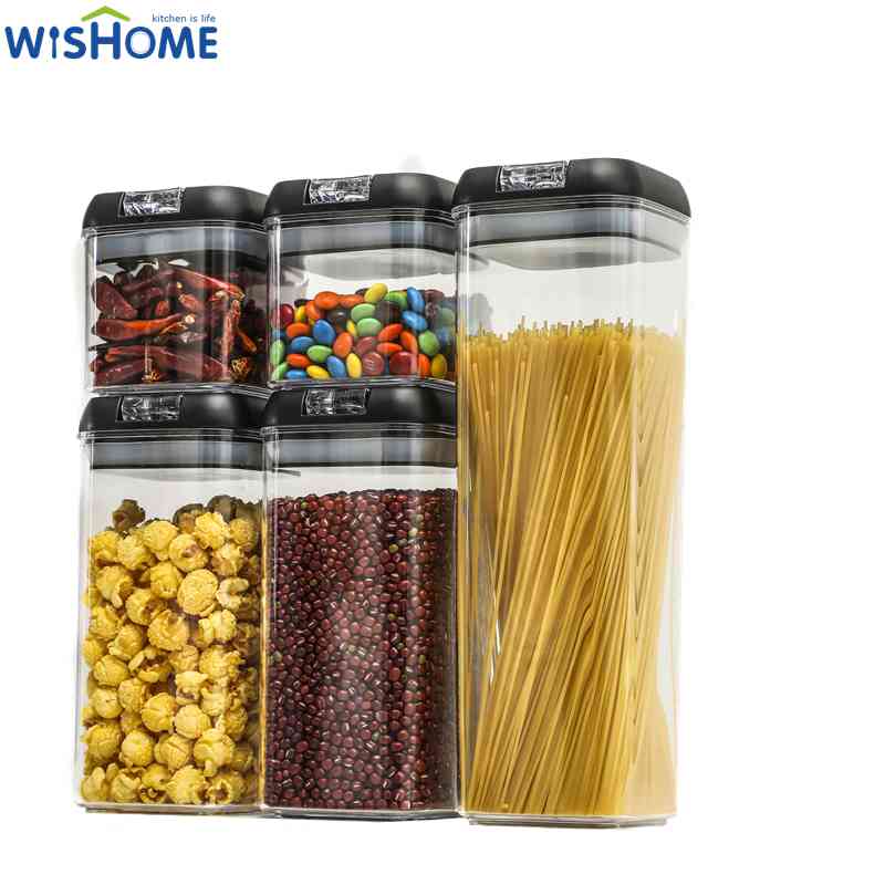 5pcs Set Dry Airtight Food Storage Containers Stackable Kitchen Pantry Cereal